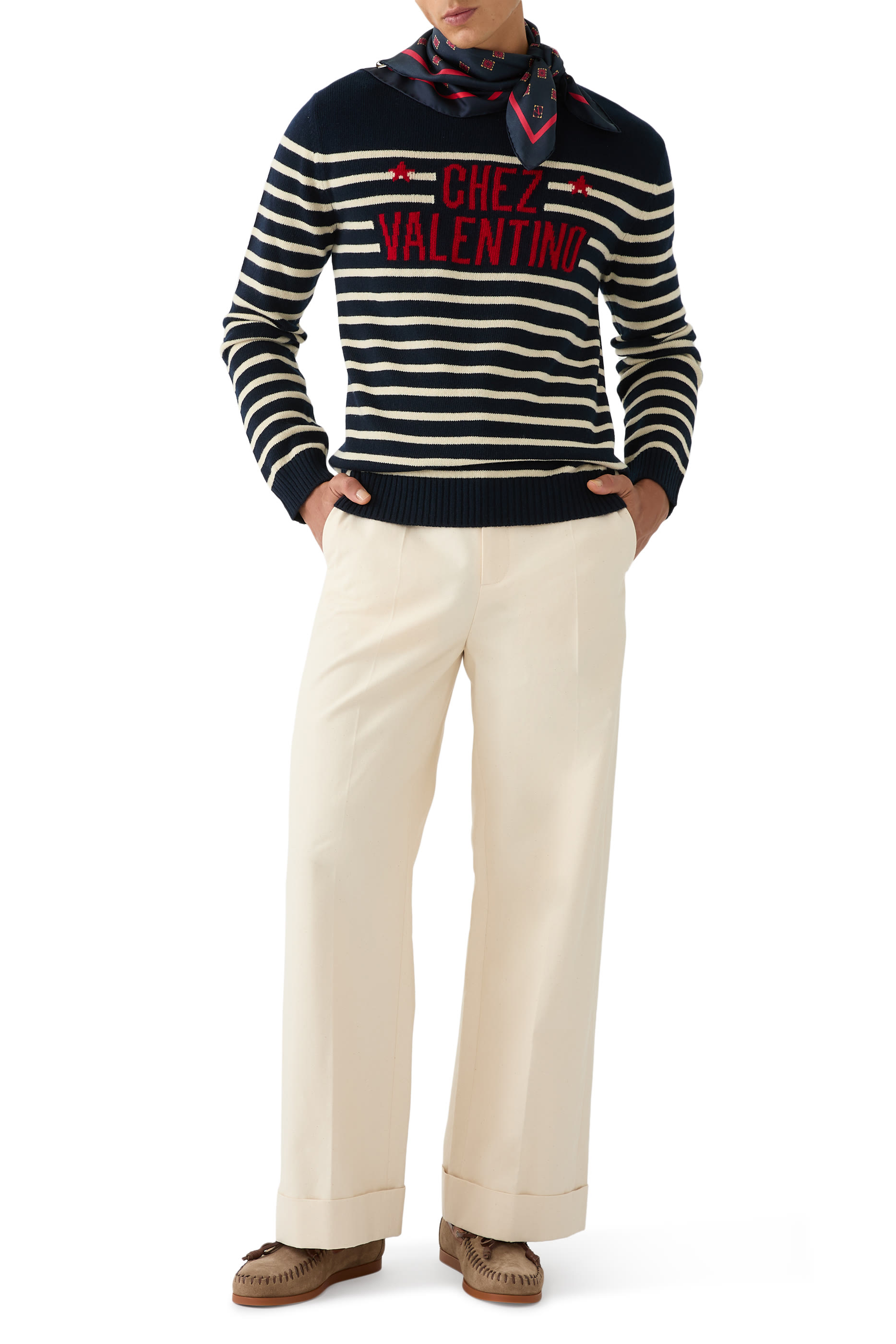 بنطال بأساور قماش قنب قطني