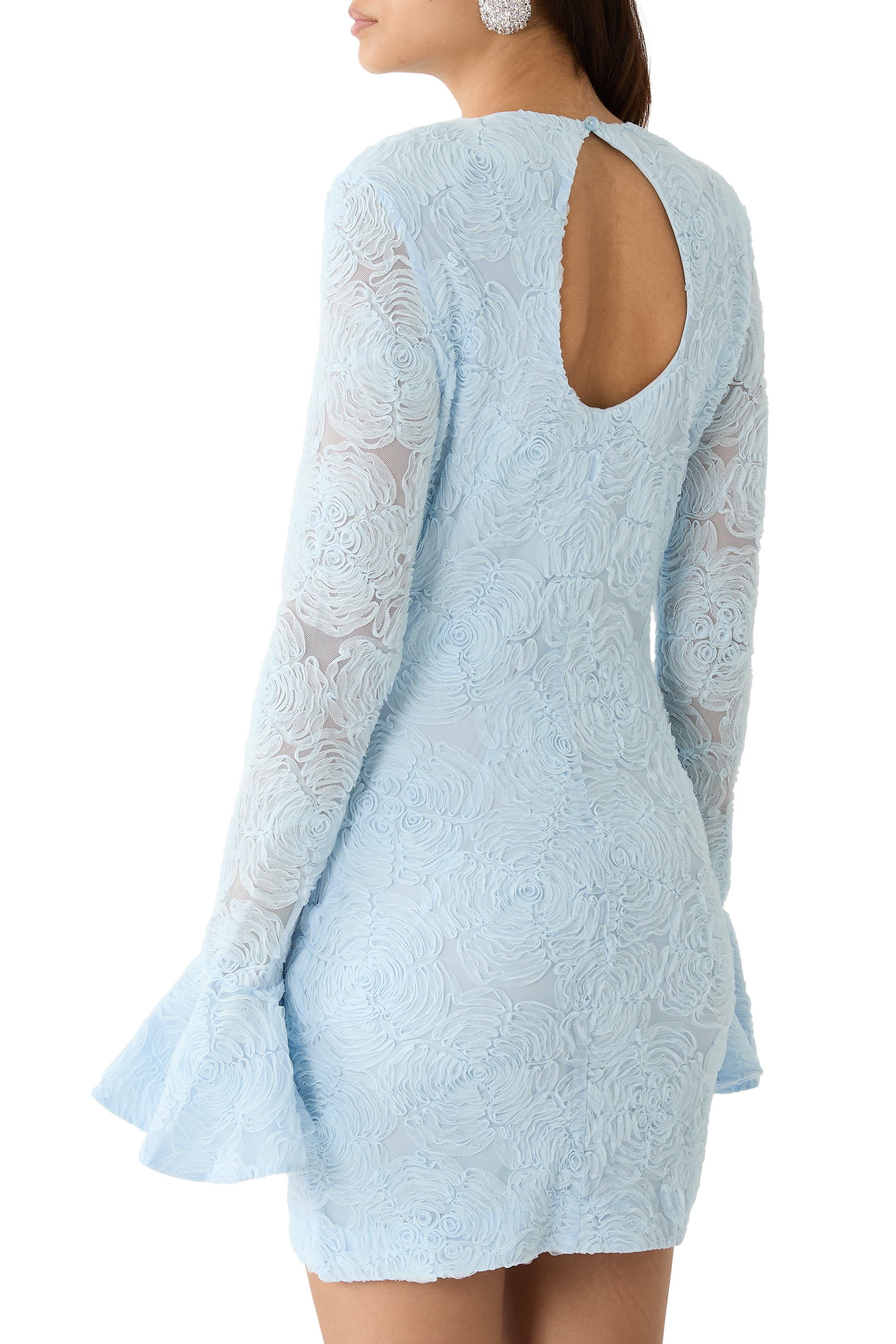 فستان قصير بكشكش قماش شبكي