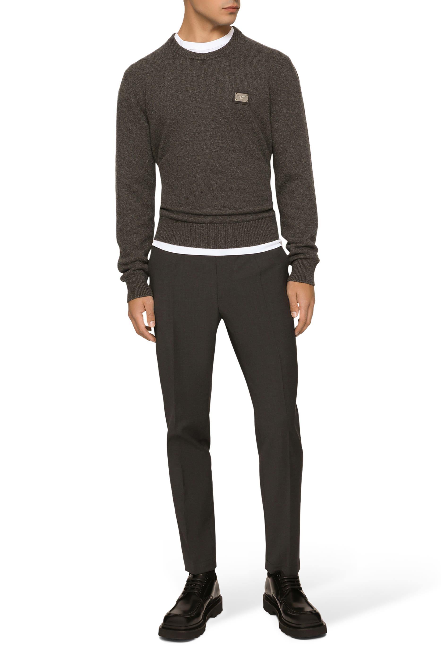 كنزة بياقة مستديرة صوف