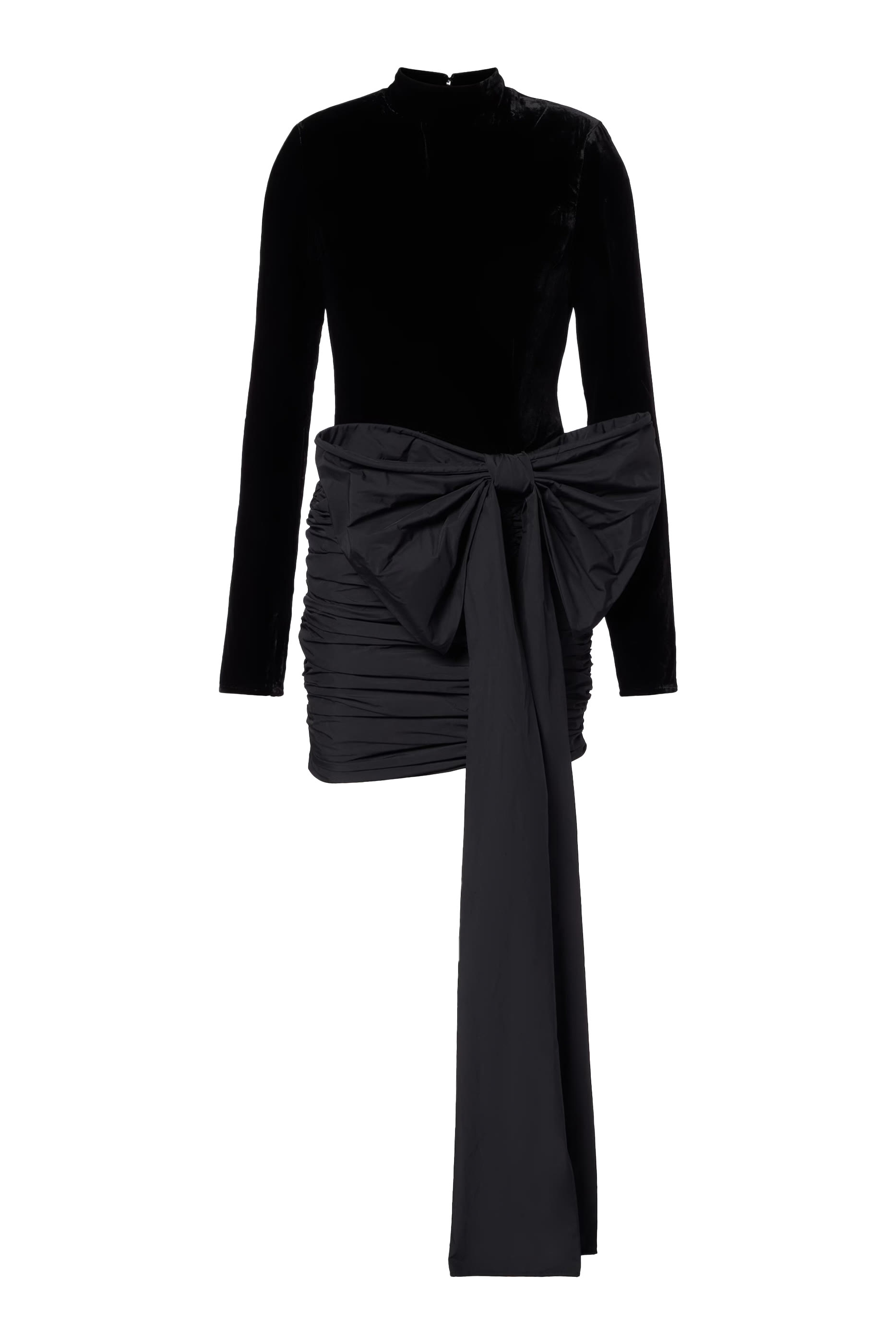 فستان قصير بفيونكة قماش مخملي