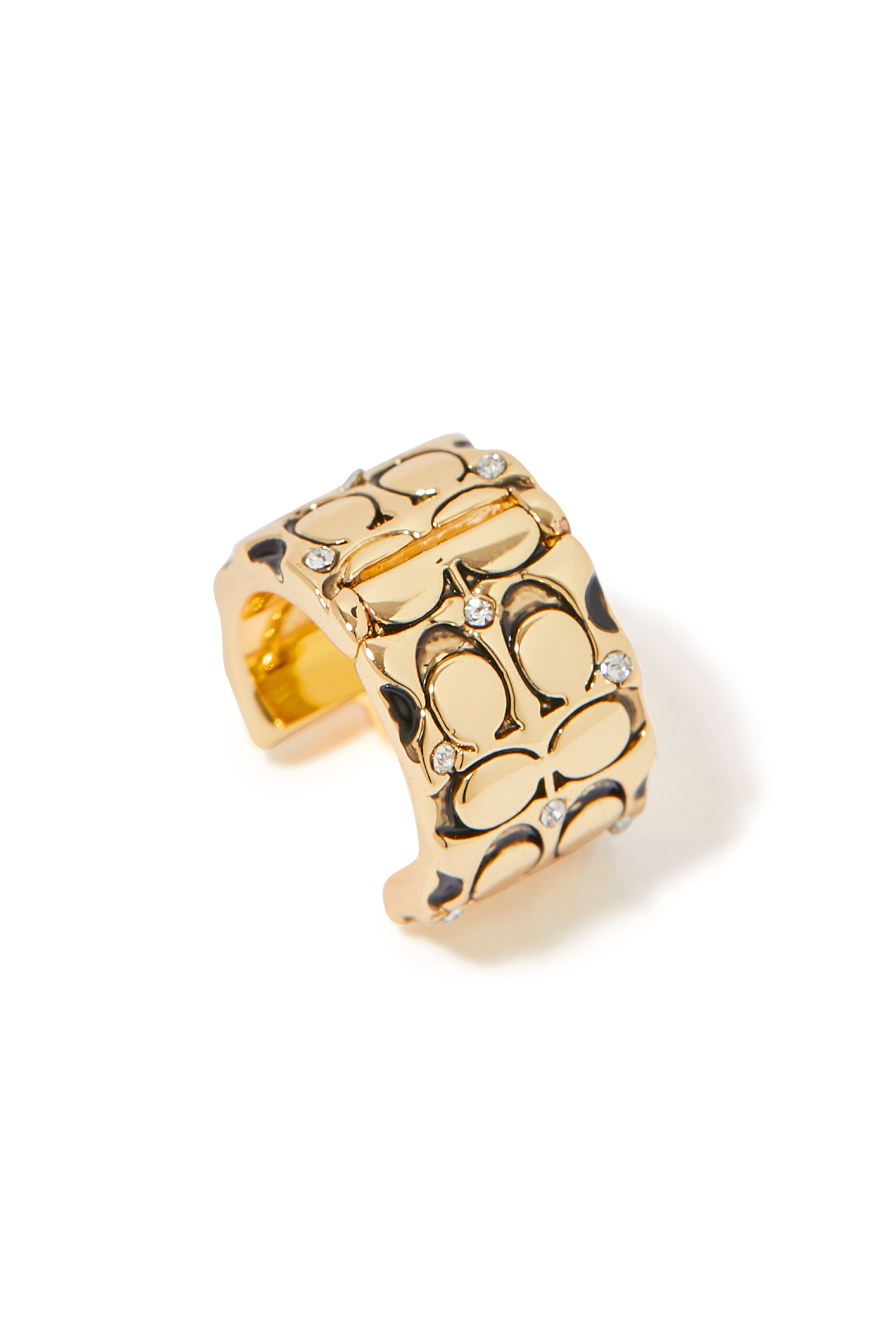 أقراط هاجي دائرية بنقشة شعار الماركة بنمط مبطن